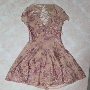 Elegant Floral Lace-Up Dress NWT